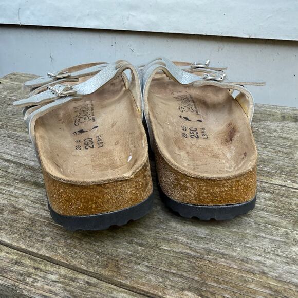 Birkenstock Birki's Silver Moorea Granada Two Strap Bling Slide Sandals 39 L8 M6 - Picture 6 of 8